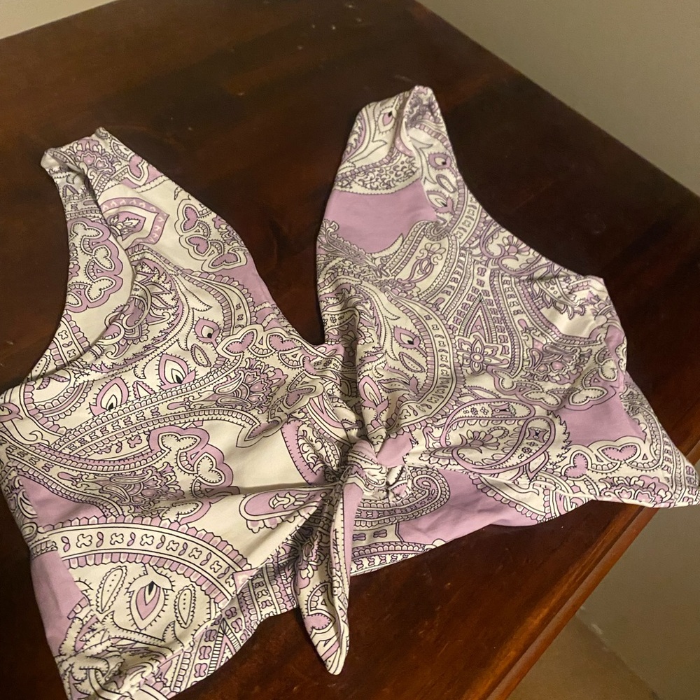Montce Purple and White Paisley Swim Top